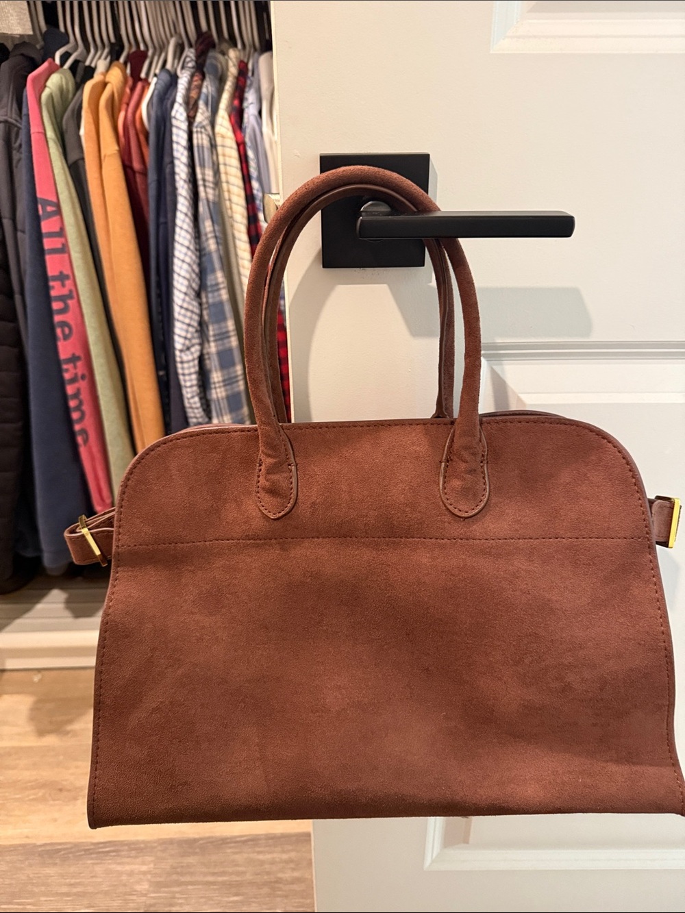 Women's Suede Top-Handle Satchel in Brown